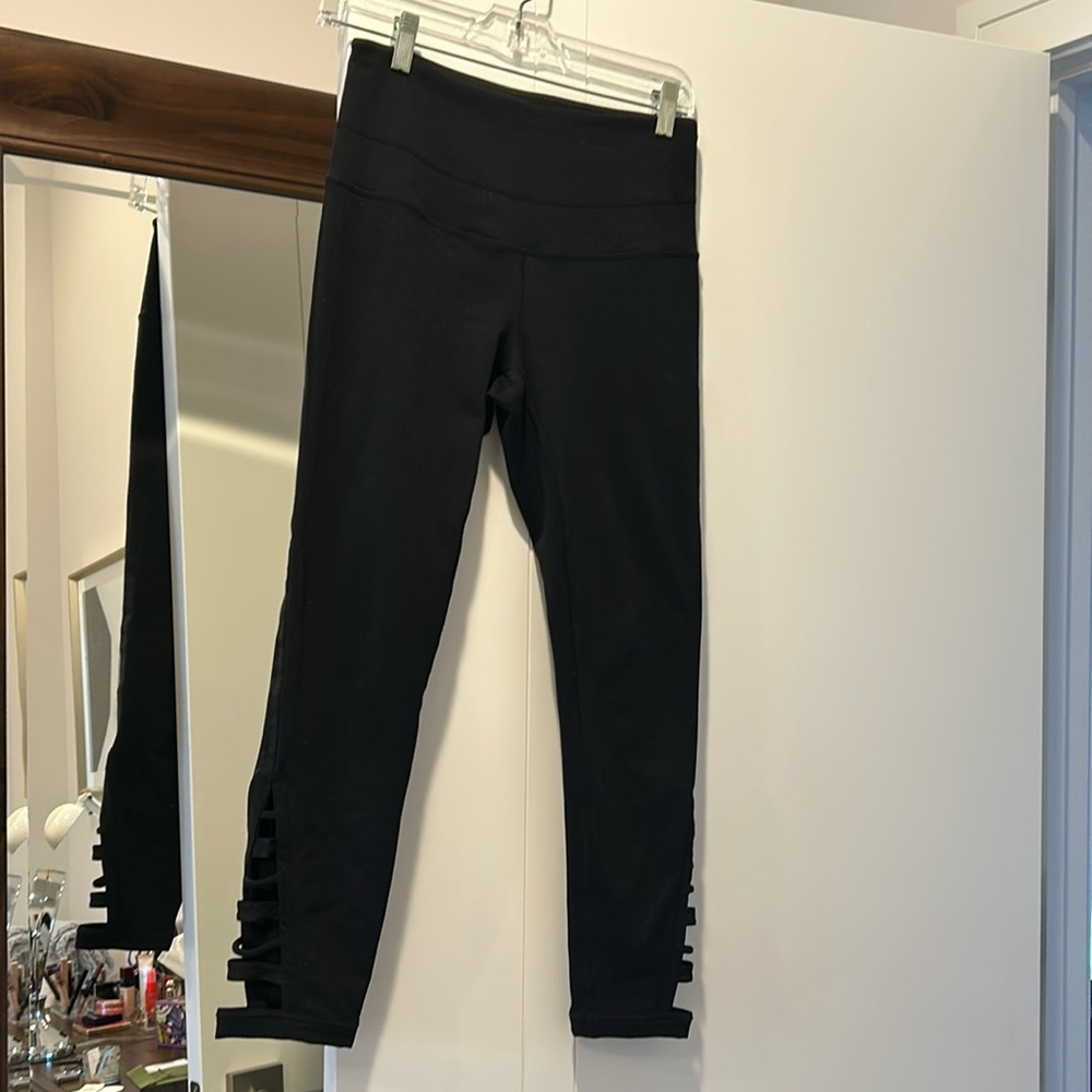 Zella black leggings with ankle detail, size small